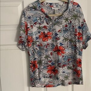 Cathy Daniels Red and Blue Floral Shirt